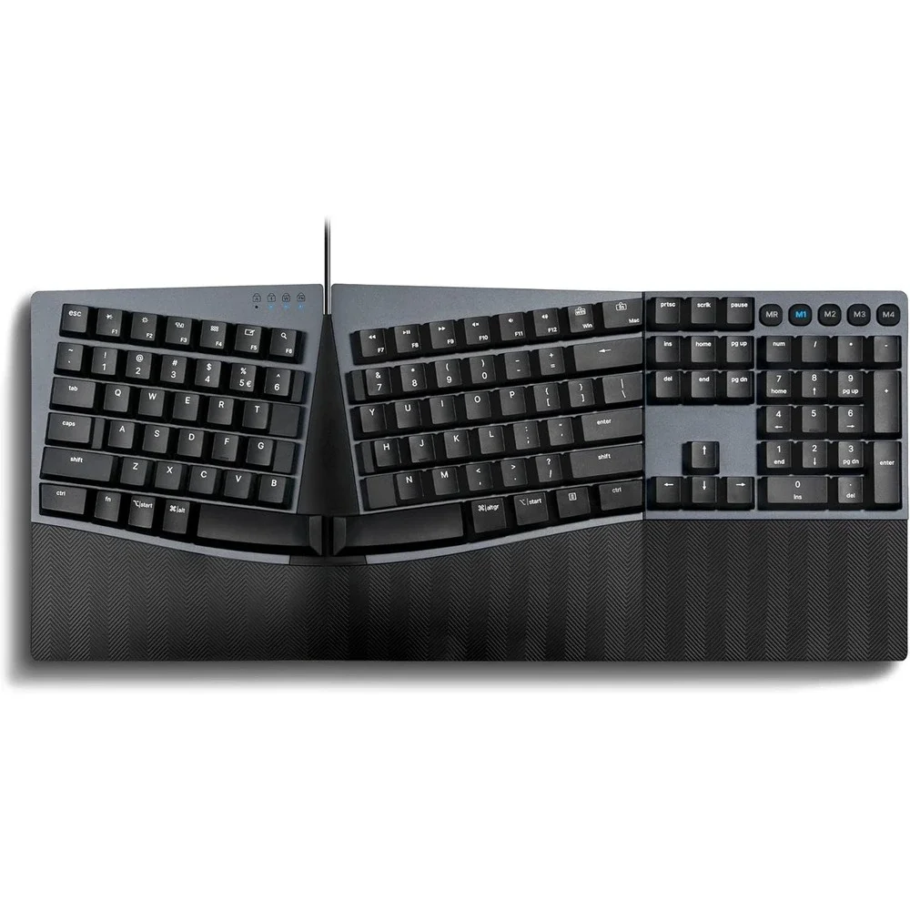 Ergonomic Wired Keyboard Brown Switches Split‎ Layout USB Mac Win Black – Perixx